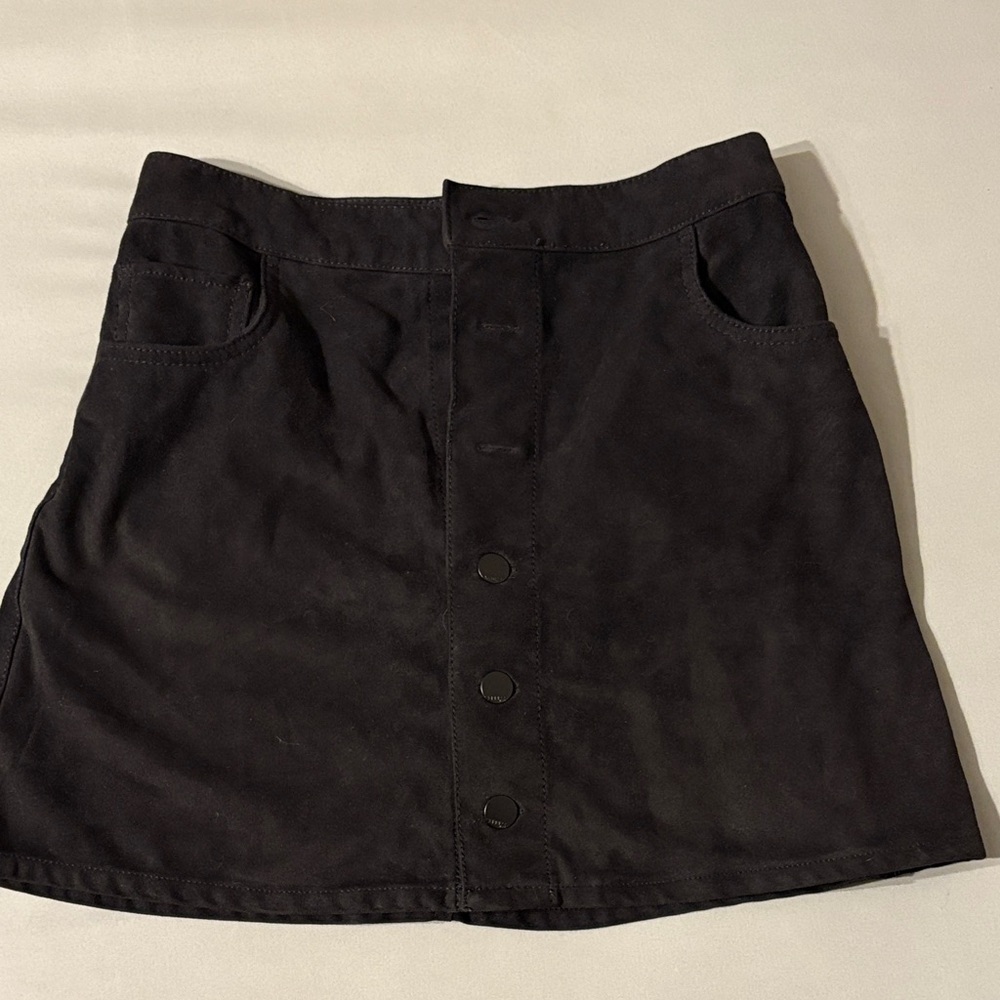 Express Black Mini Skirt with Button Detail